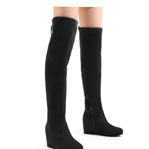 DREAM PAIRS Women's Leggy Black Faux Suede Over The Knee Thigh High Boots - 9.5
